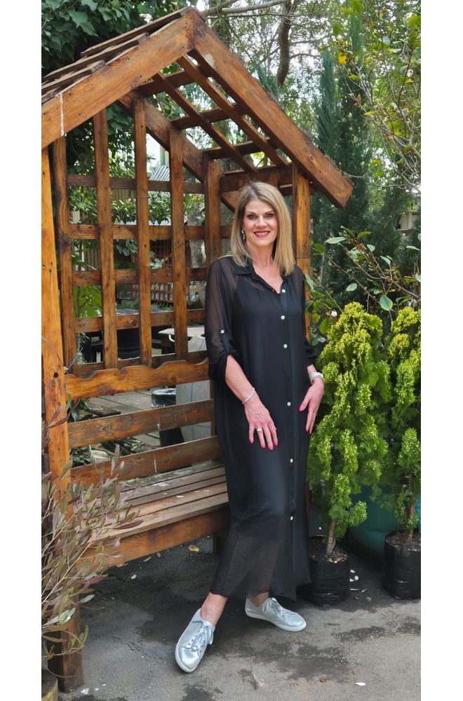 SILK SHIRT DRESS BLACK