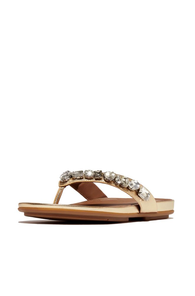 gracie-jewel-deluxe-metallic-leather-flip-flops-pl. FF GRACIE JEWEL DELUX MET LEATHER PLATINO